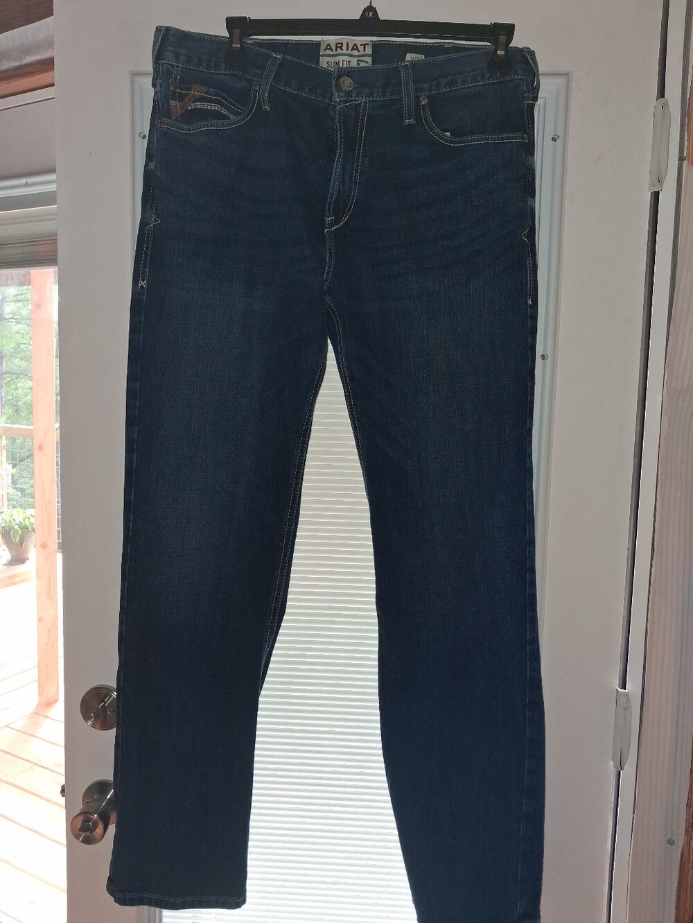 Ariat Men's Dark Blue Straight-Leg Jeans Slim Fit M7 36x34